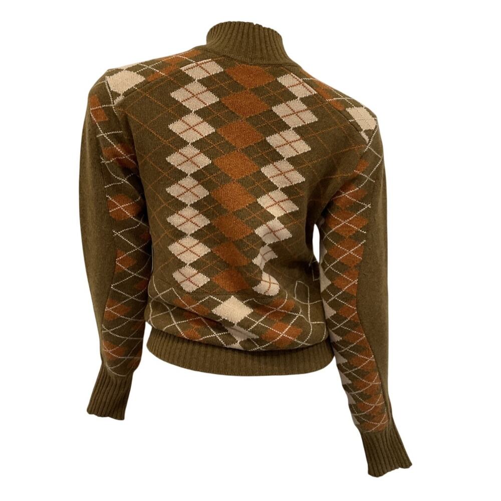 Chloe Argyle Cedar Green Turtleneck Sweater Size XS - Picture 3 of 5